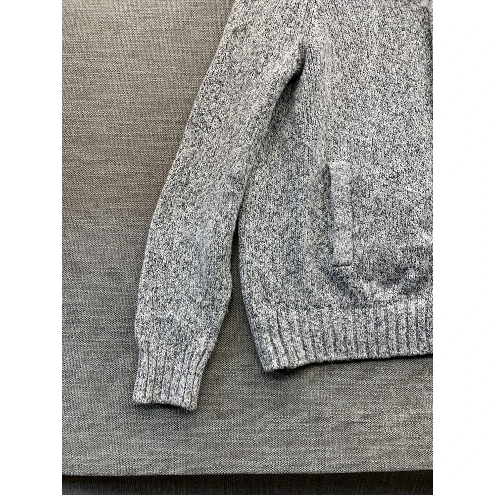 Express Cardigan Sweater Mens Medium Heather Gray Tight Knit Shawl Collar Winter